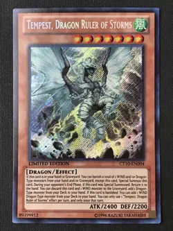 Yugioh CT10-EN004 Tempest, Dragon Ruler of Storms Limited Edition Secret Rare LP - Image 1