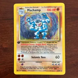 1st Edition Machamp 8/102 Holo Rare Base Set Pokemon Card - Image 1
