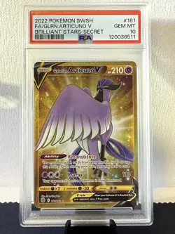 Pokemon TCG: Brilliant Stars Galarian Articuno V 181/172 Secret Rare PSA 10 - Image 1