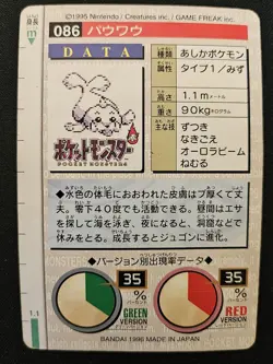 Japanese Seel 086 Carddass Vending Red Edition Bandai Pokémon Trading CG 1996 MP - Image 4
