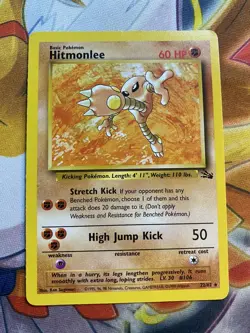 Unlimited Fossil Hitmonlee Rare 22/62 Pokemon Card WOTC Vintage MP - Image 1
