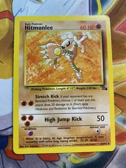 Unlimited Fossil Hitmonlee Rare 22/62 Pokemon Card WOTC Vintage MP - Image 4
