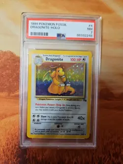 Pokemon TCG Dragonite Fossil Unlimited Holo 4/62 PSA 7 - Image 3