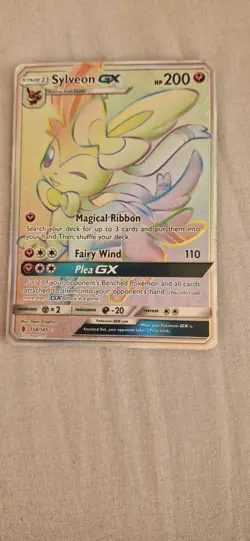 Pokemon Guardians Rising Secret Rare Full Art Sylveon GX Card 158/145 - Image 1