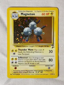 Played Magneton #9 Holo Base Set 2 Pokemon TCG - Image 3