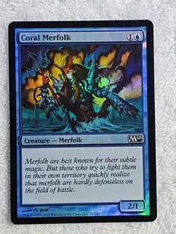 MTG Coral Merfolk FOIL #47 Magic 2010 (M10) Magic Gathering Card NM - Image 1