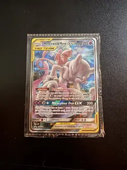 PokÃ©mon Mewtwo and Mew GX TCG Sun & Moon Holo Promo Card #SM191. - Image 1