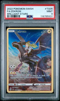 2022 Pokemon Sword & Shield Brilliant Stars #TG05 Zekrom Full Art PSA 9 - Image 1