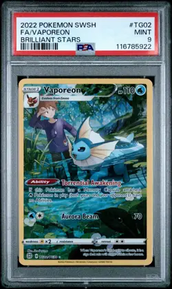 2022 Pokemon Brilliant Stars Vaporeon Trainer Gallery TG02/TG30 PSA 9 - Image 1