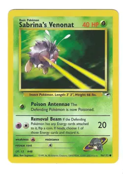 Sabrina's Venonat 96/132 Gym Heroes Set Unlimited - Common Pokemon Card  Lp - Image 1
