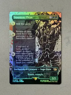 MTG Final Fantasy - Summon Titan (Borderless) FOIL #373 Rare FIN - NM / Unplayed - Image 1