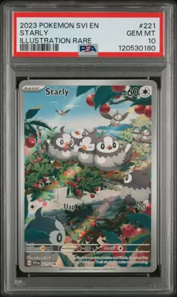 PSA 10 STARLY POKEMON SCARLET &VIOLET 221/198 ILLUSTRATION RARE GEM MINT 221/198 - Image 1