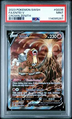 Entei V GG36/GG70 Crown Zenith: Galarian Gallery Holo Pokemon PSA 9 - Image 1