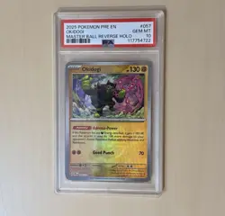 2025 POKEMON PRE EN-PRISMATIC EVOLUTIONS MASTER BALL REVERSE HOLO OKIDOGI PSA 10 - Image 1