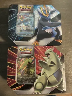 Pokemon TCG V Strikers Tin Empoleon Tyranitar V Brand New Sealed Evolving Skies! - Image 1