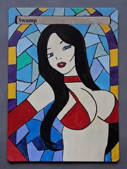Hand Painted MTG Alter Land Swamp - Stained Glass - Image 1