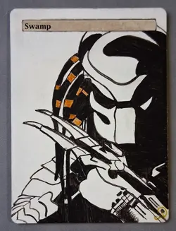 Hand Painted MTG Alter Land Swamp - The Predator - Image 1