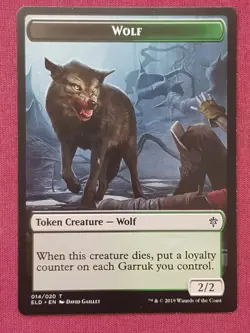 Magic The Gathering THRONE OF ELDRAINE WOLF token card MTG - Image 3