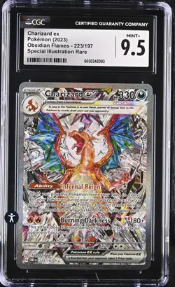 Pokemon Obsidian Flames 223/197 Charizard ex Full Art Secret Rare CGC 9.5 MINT+ - Image 5