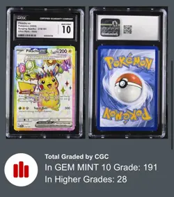 Pokemon Surging Sparks 219/191 Pikachu ex Full Art Holo Rare CGC 10 GEM MINT - Image 1