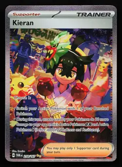 Kieran 218/167 OFF CENTER Miscut Error Twilight Masquerade Pokémon Card - Image 1