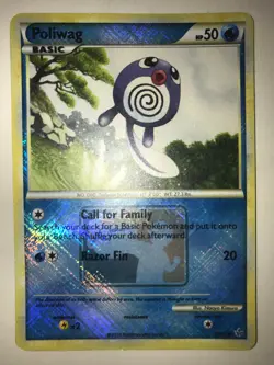 Poliwag 58/95 Reverse Holo Crosshatch Pokemon League HGSS Pokemon TCG LP/NM - Image 3