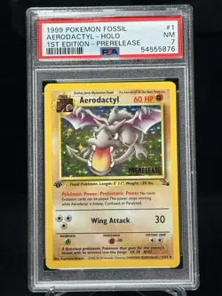 Pokémon TCG Aerodactyl 1/62 Fossil Holo Prerelease 1st Edition PSA 7 - Image 3