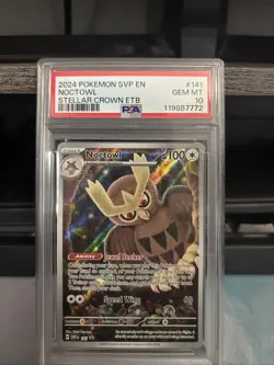 Pokémon TCG Noctowl Holo Rare Card 141 Stellar Crown PSA 10 - Image 1
