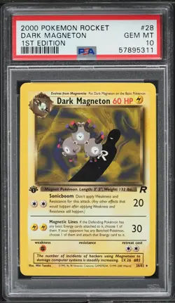 2000 Pokemon Team Rocket 1st Edition Dark Magneton #28 PSA 10 GEM MINT - Image 2