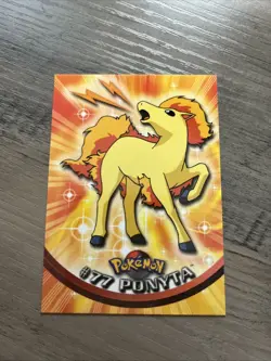 1999 TOPPS POKEMON TV ANIMATION BASE CARD - # 77 PONYTA WITH BLUE LOGO - Image 1