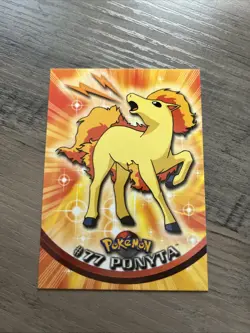 1999 TOPPS POKEMON TV ANIMATION BASE CARD - # 77 PONYTA WITH BLUE LOGO - Image 3
