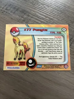 1999 TOPPS POKEMON TV ANIMATION BASE CARD - # 77 PONYTA WITH BLUE LOGO - Image 4