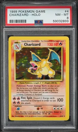 Charizard Pokemon 1999 Holo Base Set Unlimited 4/102 PSA 8 - Image 1
