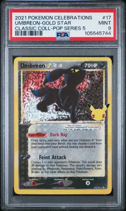 2021 POKEMON CELEBRATIONS CLASSIC COLLECTION #17 UMBREON-GOLD STAR PSA 9 - Image 3