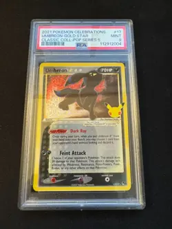 2021 POKEMON CELEBRATIONS CLASSIC COLLECTION #17 UMBREON-GOLD STAR PSA 9 - Image 1