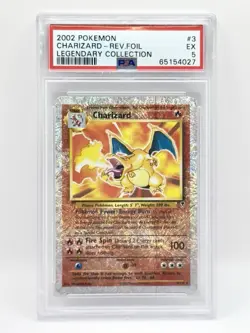 2002 Pokemon Charizard Legendary Collection Reverse Holo Foil Rare #3 PSA 5 EX - Image 3