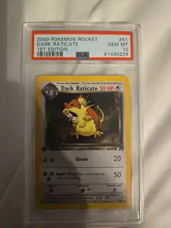 2000 Pokémon Rocket Dark Raticate 1st Edition PSA 10 - Image 1