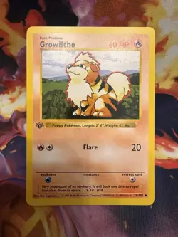 Pokemon TCG First Edition Growlithe 028/102 Base Set (Shadowless) Regular - Image 1