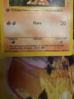 Pokemon TCG First Edition Growlithe 028/102 Base Set (Shadowless) Regular - Image 8
