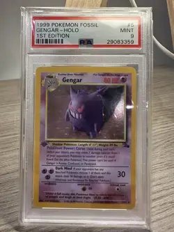 1999 Pokemon Gengar fossil 5/62 holo 1st Edition Rare Pokemon Card PSA 9 - Image 1
