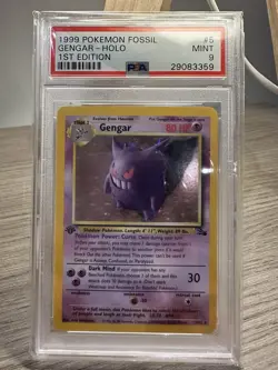 1999 Pokemon Gengar fossil 5/62 holo 1st Edition Rare Pokemon Card PSA 9 - Image 3