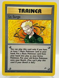 Lt Surge 101/132 Gym Heroes Non Holo WotC 2000 Vintage Pokemon TCG Card - Image 4
