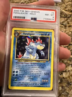 2000 Pokémon Neo Genesis Feraligatr PSA 8 Holo Card - Image 6