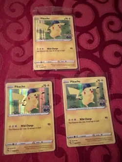 POKEMON CARD PIKACHU 028/078 RARE  HOLO SHINY FOIL TCG GO Lot OF 3 - Image 1