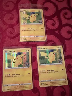 POKEMON CARD PIKACHU 028/078 RARE  HOLO SHINY FOIL TCG GO Lot OF 3 - Image 3