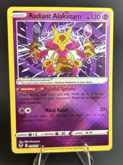 Radiant Alakazam 059/195 Silver Tempest Ultra Rare Holo Pokemon TCG Card NM - Image 1