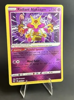 Radiant Alakazam 059/195 Silver Tempest Ultra Rare Holo Pokemon TCG Card NM - Image 2