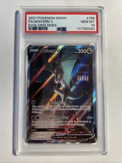 PSA 10 2021 POKEMON SWSH FA/NOIVERN V EVOLVING SKIES #196 GEM MT Card 196/203 - Image 1