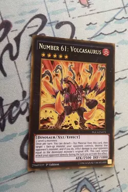 Yugioh! Number 61: Volcasaurus PGL3-EN073 Gold Rare 1st Edition Mint Condition - Image 2