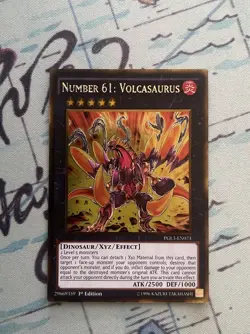 Yugioh! Number 61: Volcasaurus PGL3-EN073 Gold Rare 1st Edition Mint Condition - Image 4